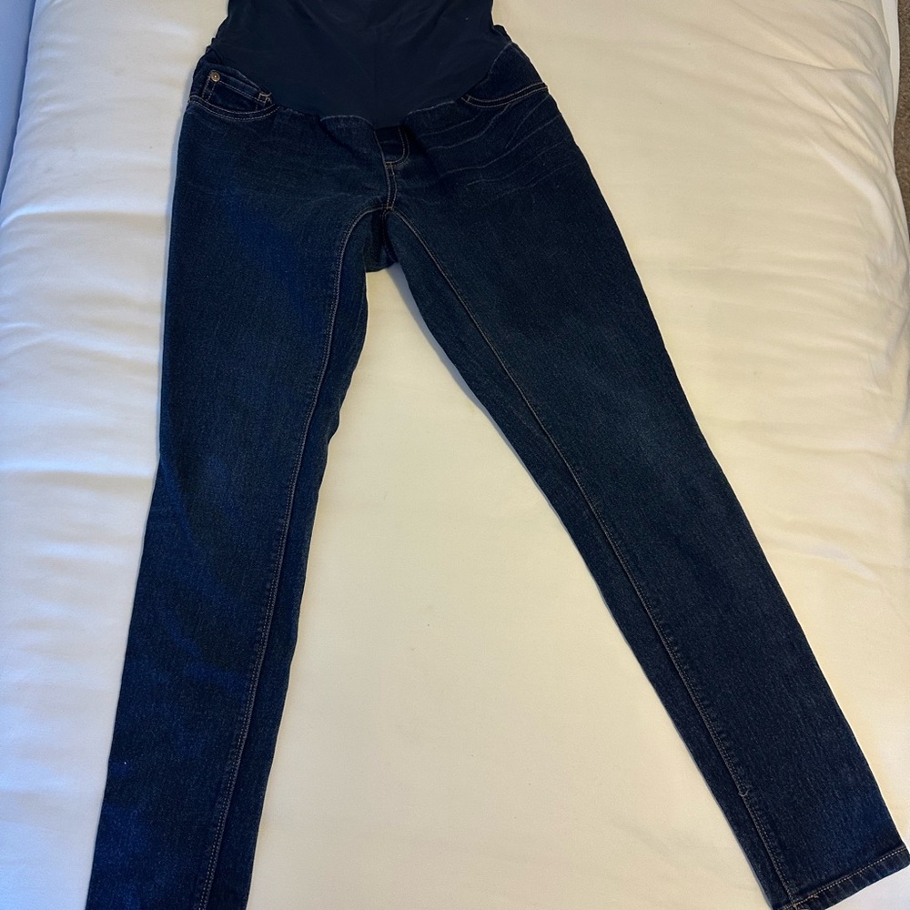 Indigo Blue Maternity Jeggings High Waist Slim Fit Blue